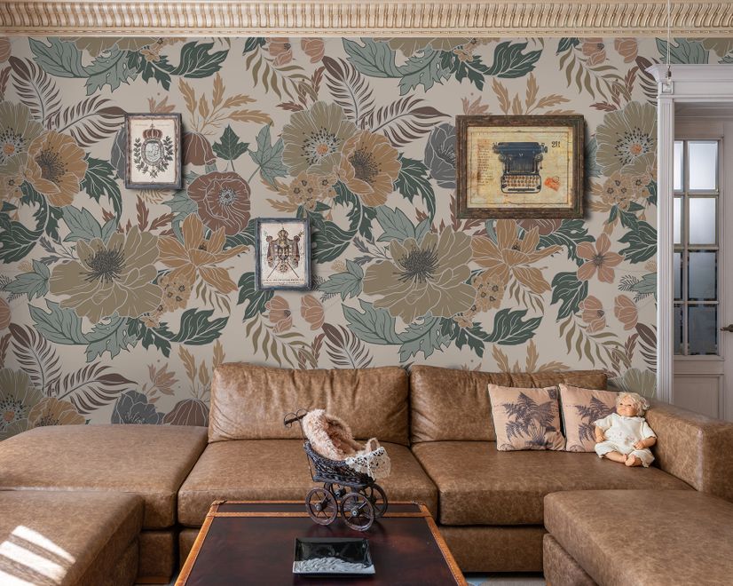 Bohemian Style Anemone Floral Bouquet Wallpaper Mural