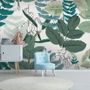 Papier peint 3D feuilles tropicales dessinées