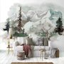 Winter Forest and Horned Deer Wallpaper Mural