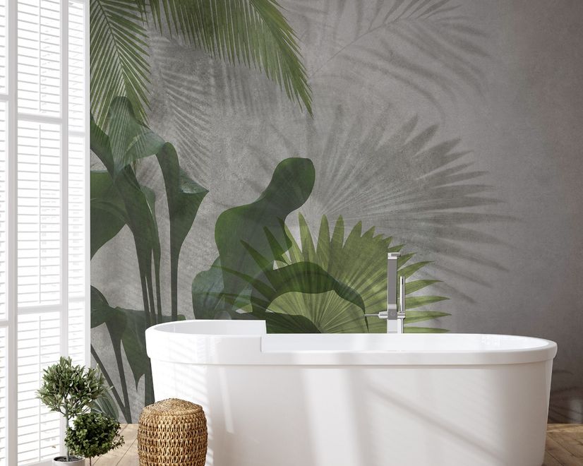Tropical Green Palm Leaves Wallpaper Mural