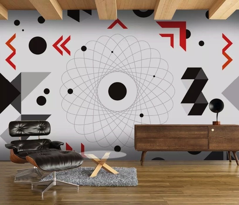 Colorful Geometric Lines Wallpaper Mural - Peel and Stick