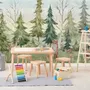 Kids Watercolor Pine Tree Forest with Animals Wallpaper Mural