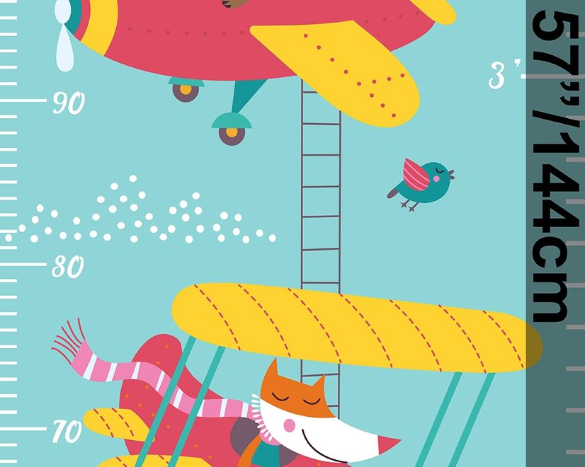 Kids Blue Height Chart Wall Sticker Decal