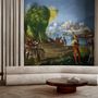 Medieval Lake Landscape with Boats Wallpaper Mural