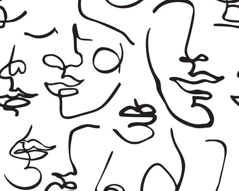 Abstract Charming Artistic Faces Wallpaper Mural