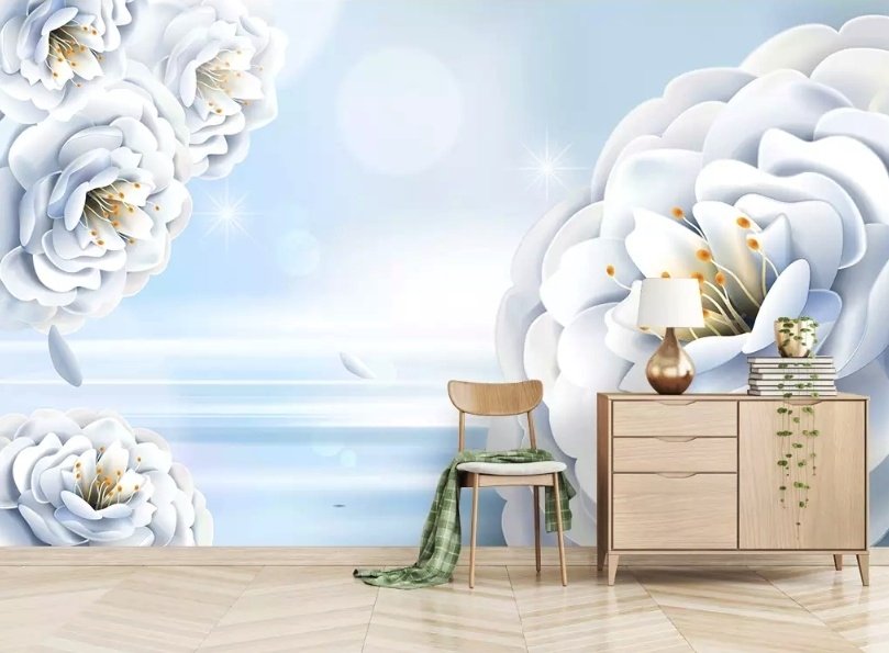 Papier peint panoramique floral d'art abstrait