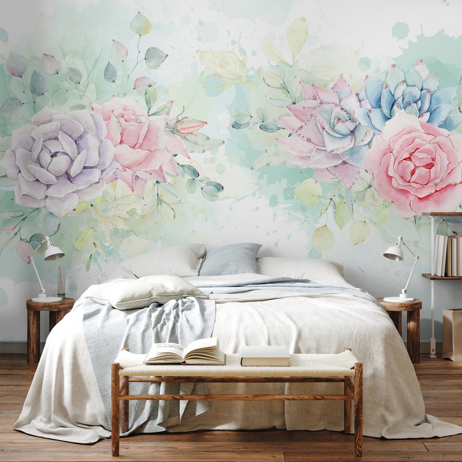 Watercolor Soft Floral Wallpaper Mural - Peel and Stick