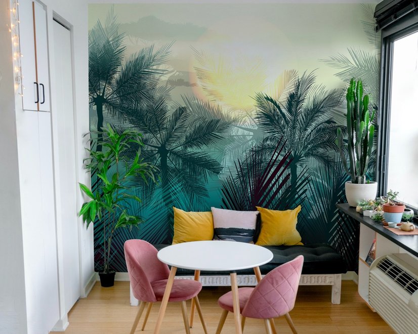 Tropical Palm Trees and Sunlight Wallpaper Mural