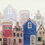 Watercolor Cartoon Town Street Wallpaper Mural