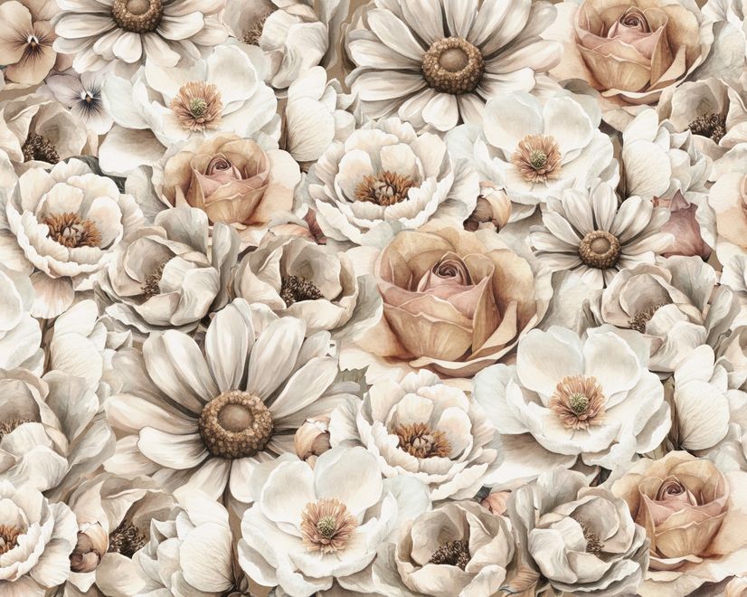 Romantic Garden Bloom Floral Wallpaper