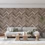 Natural Wood Texture Effect Chevron Wallpaper Mural