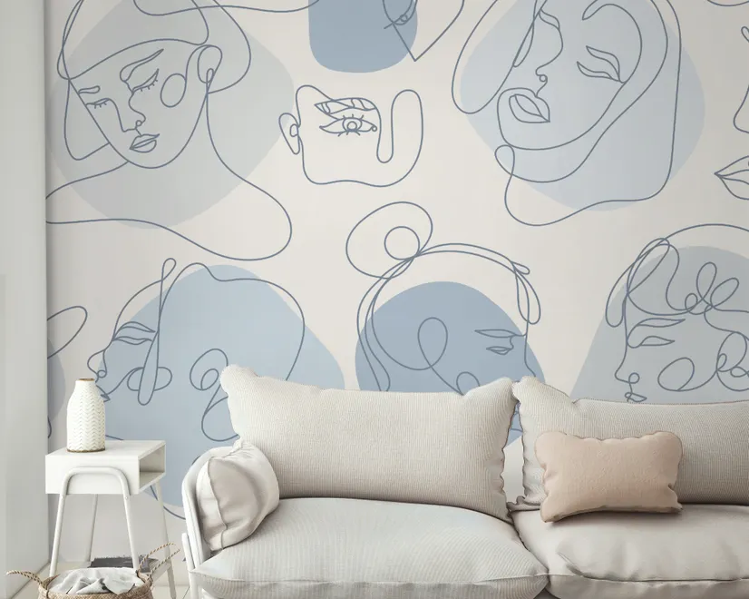 Colorful Abstract Faces Wallpaper Mural