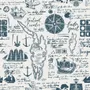 Inked Traveler Map Wallpaper Mural for Children