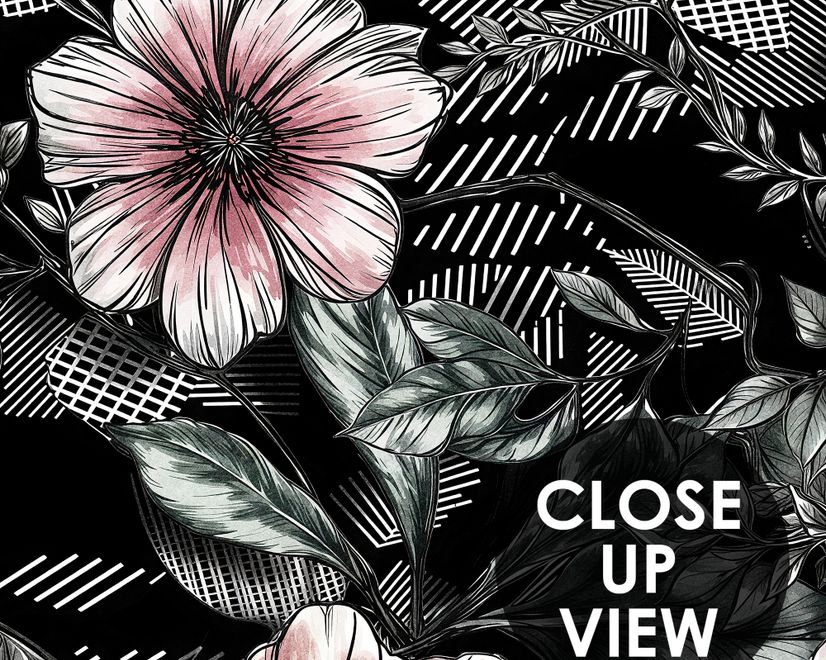 Dark Floral with White Daisy Wallpaper Mural