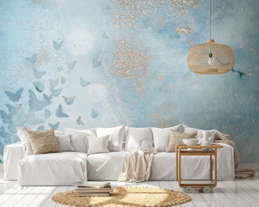 Abstract and Blue Butterfly Wallpaper Mural