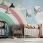 Papier peint panoramique ciel et arc-en-ciel pour enfants