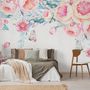 Vintage Watercolor Pink Flowers Wallpaper Mural