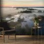 Foggy Rive Forest Landscape Wallpaper Mural