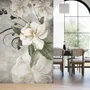 Papier peint art fleurs vintage crème