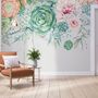 Nostalgic Soft Green Vine Floral Art Wallpaper Mural