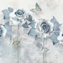 Soft Blue Floral Wallpaper Mural