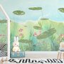 Kinderzimmer-Fototapete Lotusblatt und Fisch