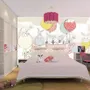 Rabbit Flying in the Cups with Baloon Wallpaper Mural