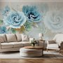 Europäischer Stil 3D Blau-Grün Floral Fototapete