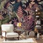 Papier peint oiseaux tropicaux branche papillons