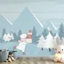 Ice Skater White Bear on the Snowy Winter Forest Wallpaper Mural