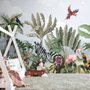 Papier peint panoramique de la jungle des enfants avec des animaux exotiques