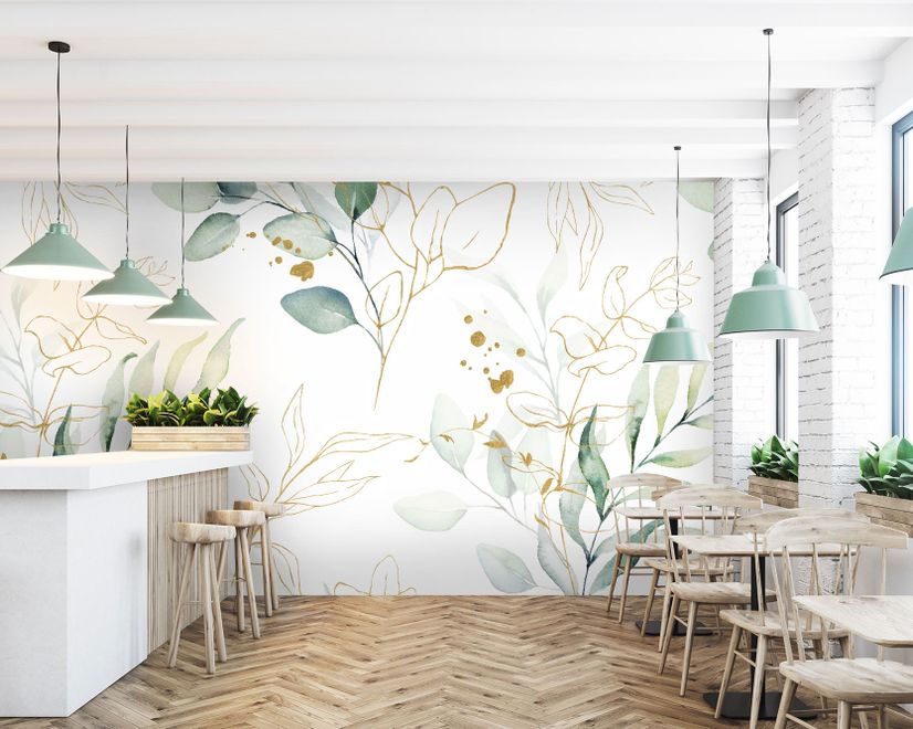 Eucalyptus Leaf Pattern Wallpaper Mural