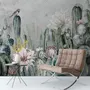 Watercolor Cactus with Flowers Wallpaper Mural