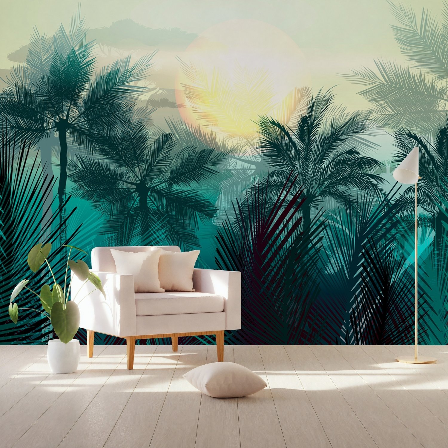 Tropical Palm Forest Wallpaper Mural - Peel and Stick
