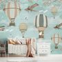 Papier peint montgolfière avec animaux