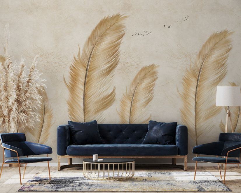 Brown Feather Wallpaper Mural