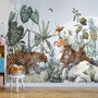 Papier peint forêt aquarelle léopard animaux sauvages enfants