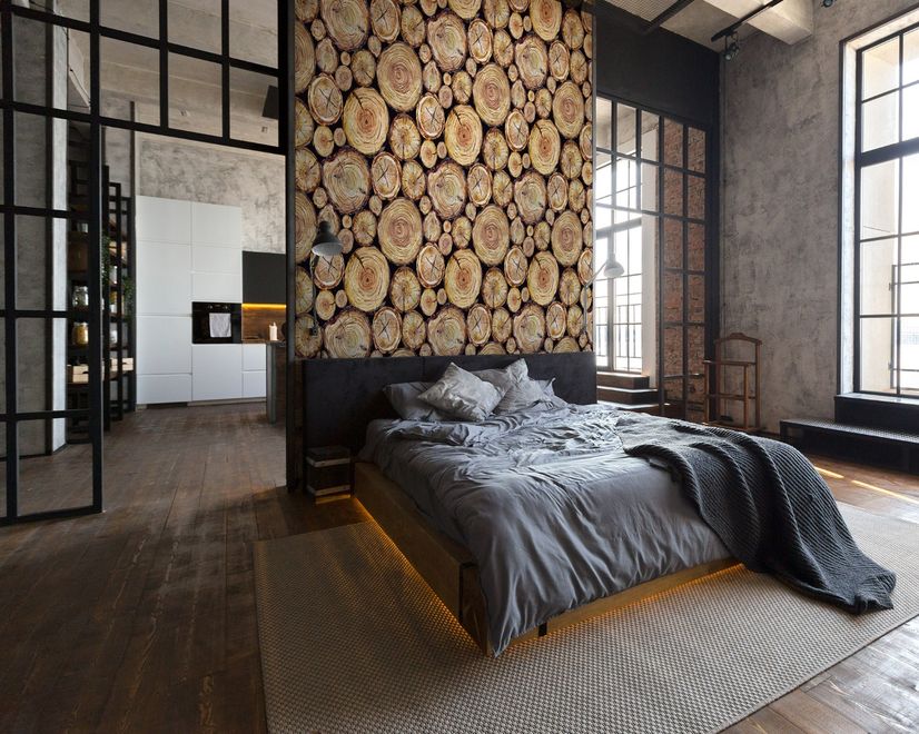 Stacked Wooden Stumps Wallpaper Mural