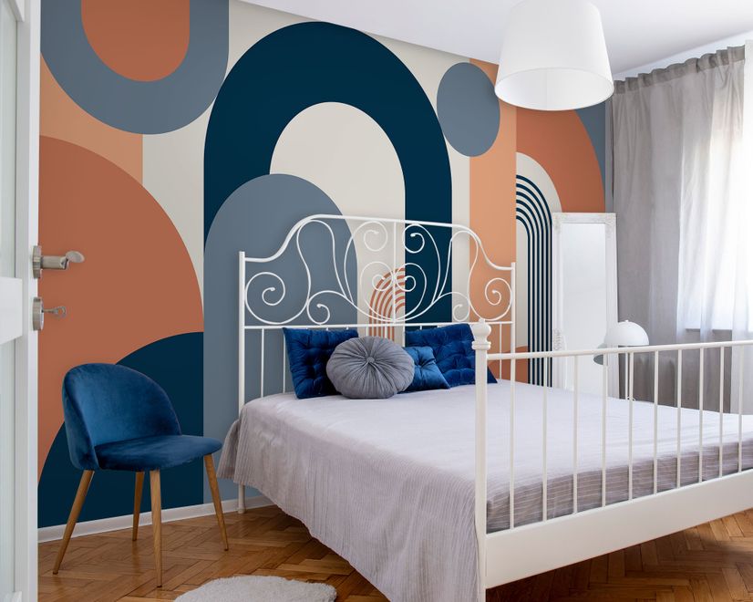 Geometric Arch with Shapes Wallpaper Mural