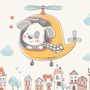 Cute Puppy in Helicopter Wallpaper Mural