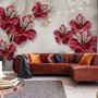 Crystal Red Floral Art Wallpaper Mural
