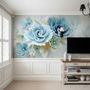 European Style 3D Blue Green Floral Wallpaper Mural