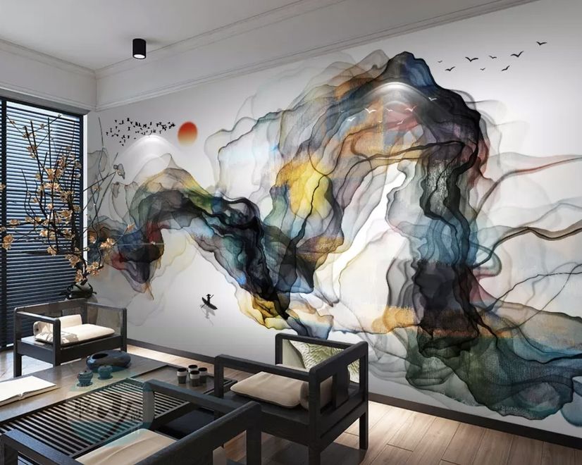 Watercolor Colorful Abstract Smoke Wallpaper Mural