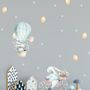 Kids Cartoon Rabbit with Balloons and Snowflake Wall Decal Sticker