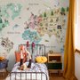Papier peint panoramique aquarelle de la carte du monde pour les enfants