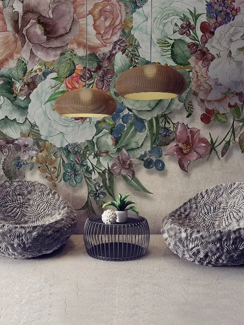 Papier peint panoramique bouquet floral victorien vigne