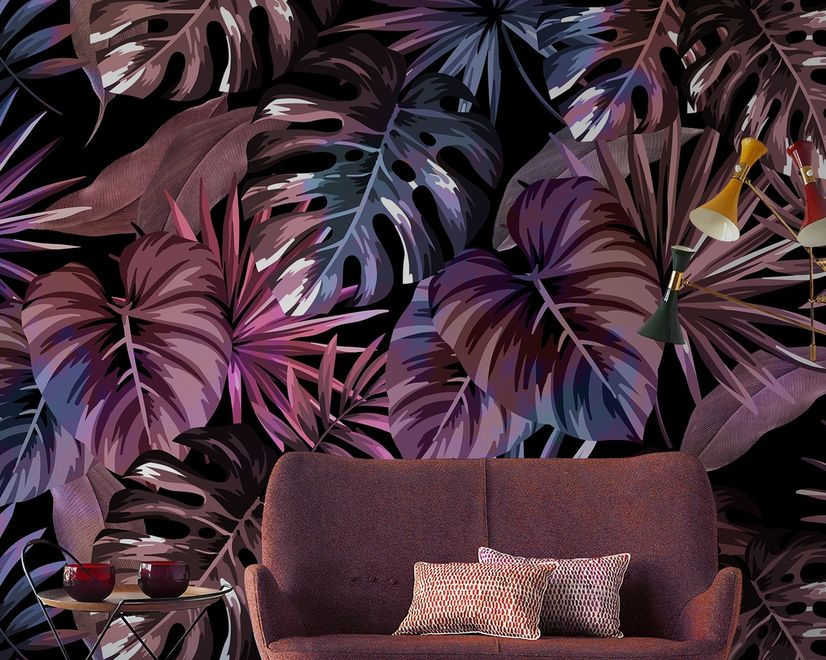 Colorful Tropical Leaf Wallpaper Mural