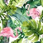 Papier peint motif tropical flamant rose