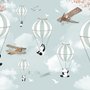 Fototapete mit Cartoon-Pandas und Heißluftballons
