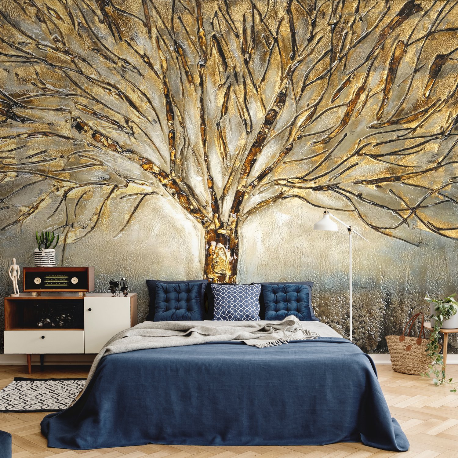 Watercolor Leafless Autumn Trees Wallpaper Mural - Peel and Stick
